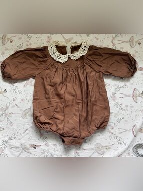 Pastel European Toddler Girls Textured Romper – Desert Sand | 18–24M | NWT
